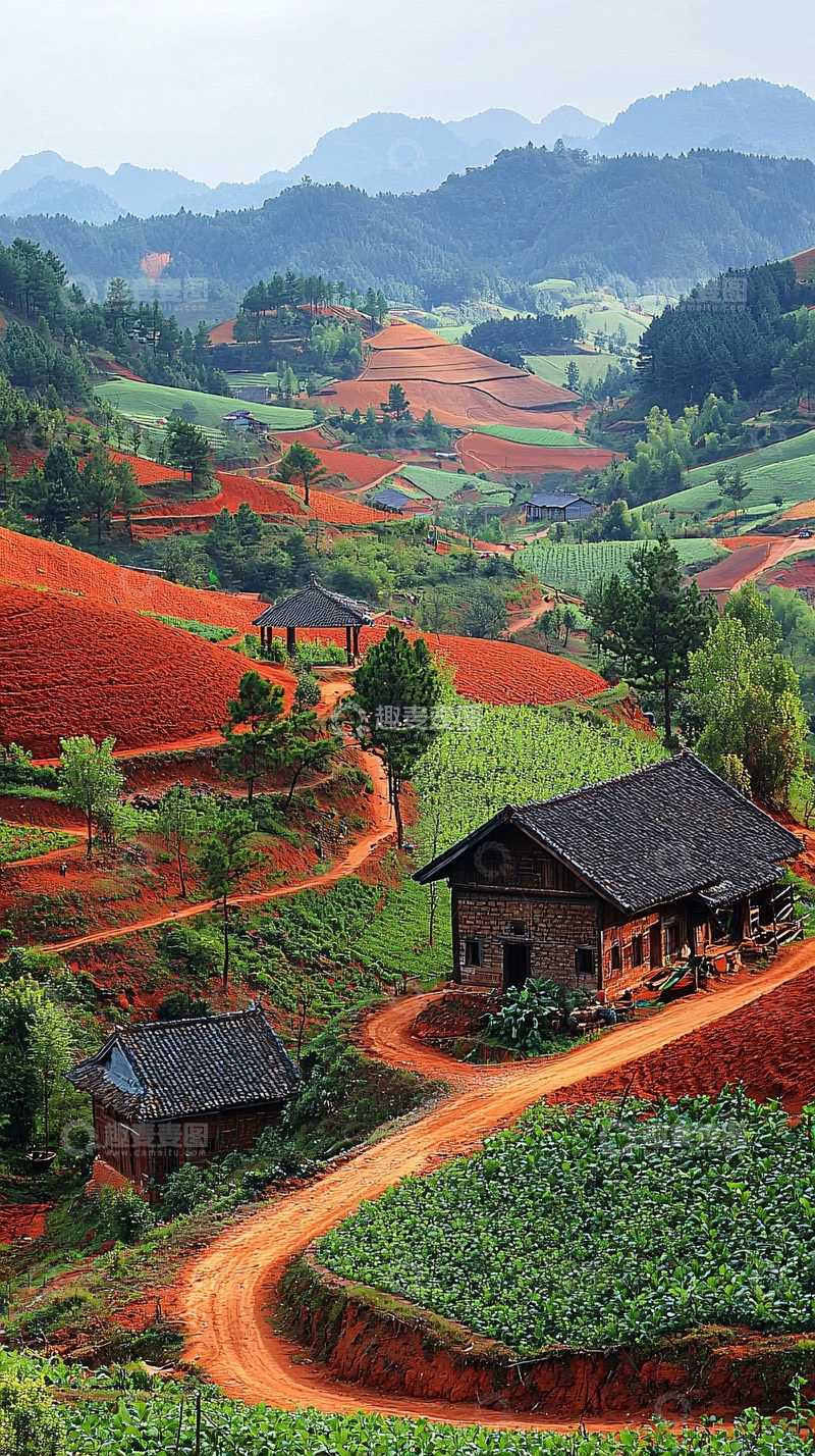 高清大图下载【趣麦麦图】红土地梯田乡村风景