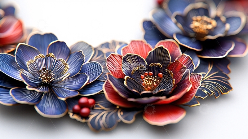 高清大图下载【趣麦麦图】精美花朵金属项链