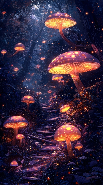 夜光蘑菇森林小路