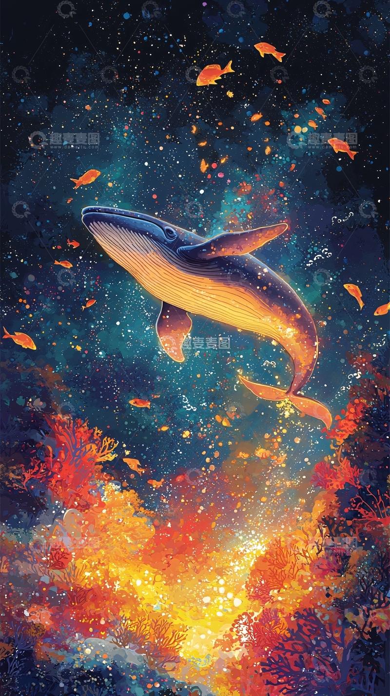 高清大图下载【趣麦麦图】宇宙鲸鱼