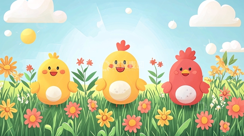 高清大图下载【趣麦麦图】春天小鸡