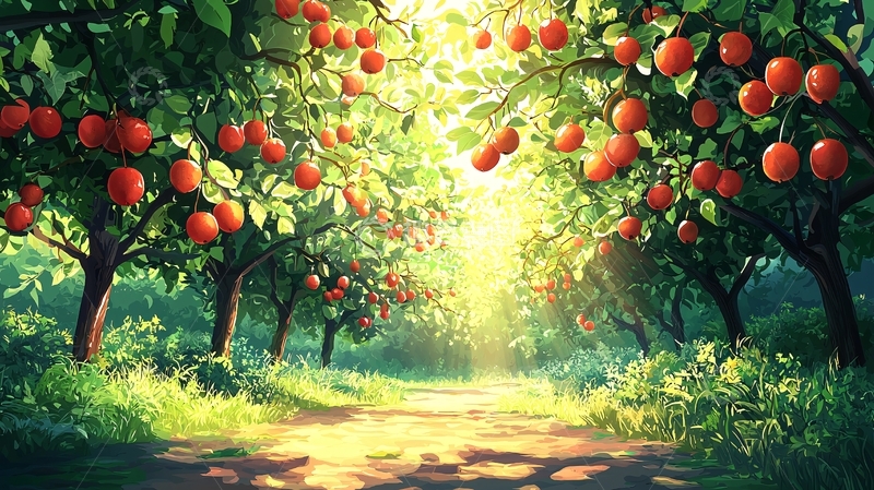 高清大图下载【趣麦麦图】阳光下丰收的果园