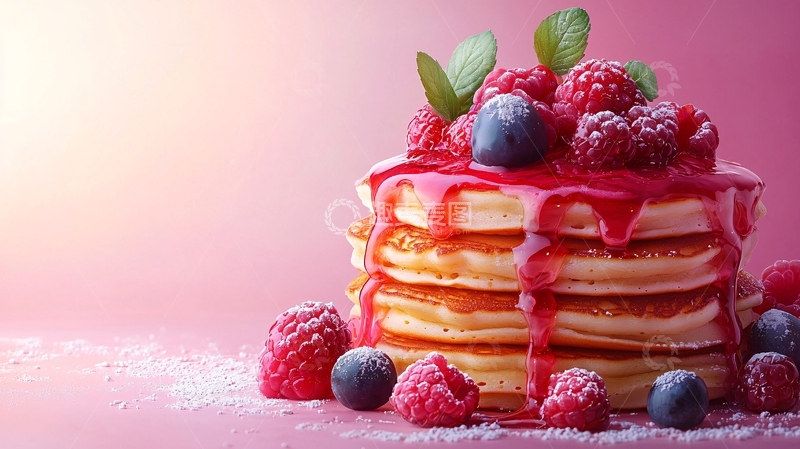 高清大图下载【趣麦麦图】美味草莓蓝莓煎饼