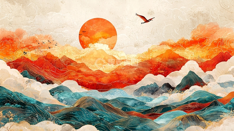 高清大图下载【趣麦麦图】日出山峦