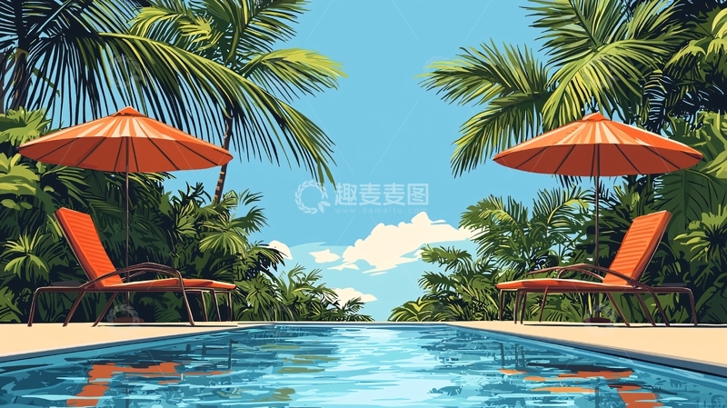 高清大图下载【趣麦麦图】热带度假村泳池