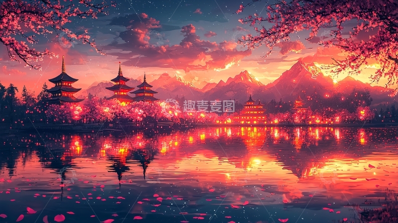 高清大图下载【趣麦麦图】唯美日式山水画