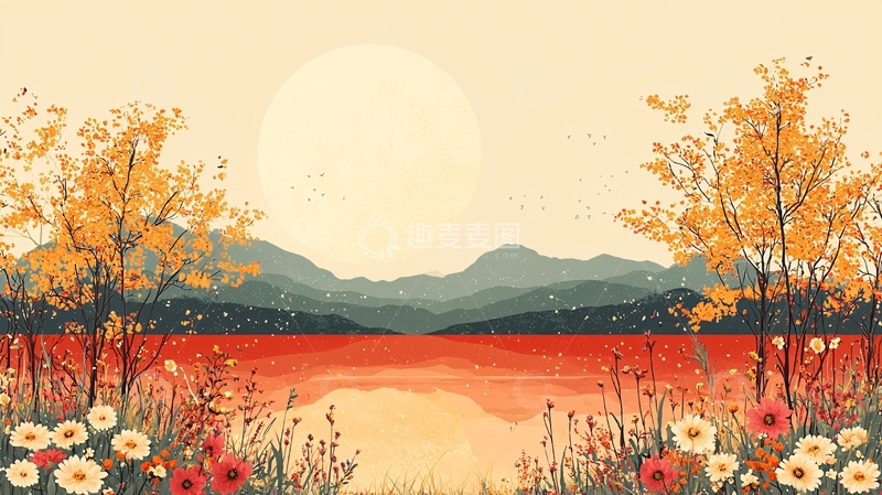高清大图下载【趣麦麦图】秋日湖畔宁静唯美风景
