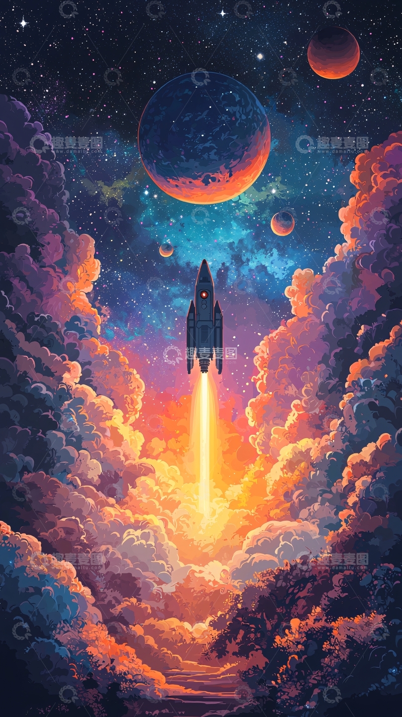 高清大图下载【趣麦麦图】宇宙飞船突破云层