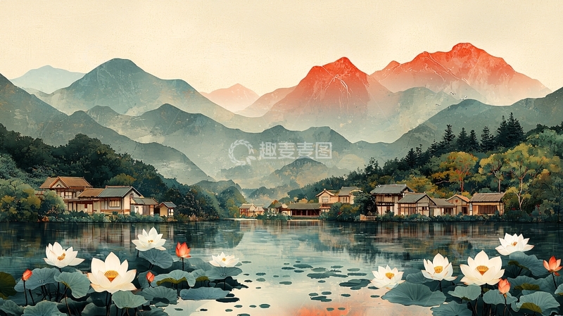 高清大图下载【趣麦麦图】水墨风山水画