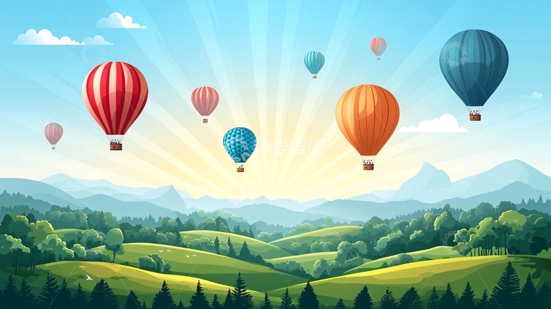 高清大图下载【趣麦麦图】热气球风景