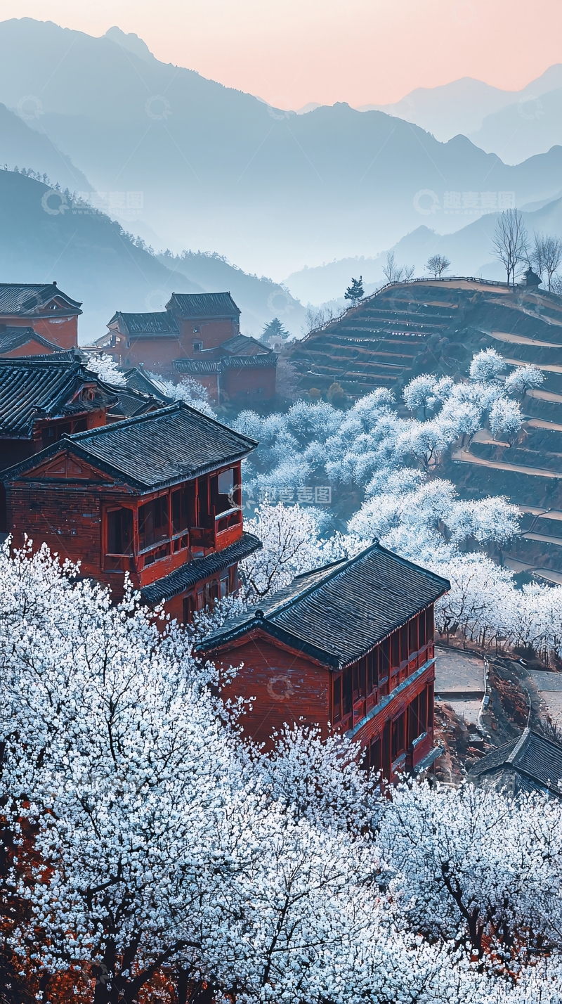 高清大图下载【趣麦麦图】山村雪景