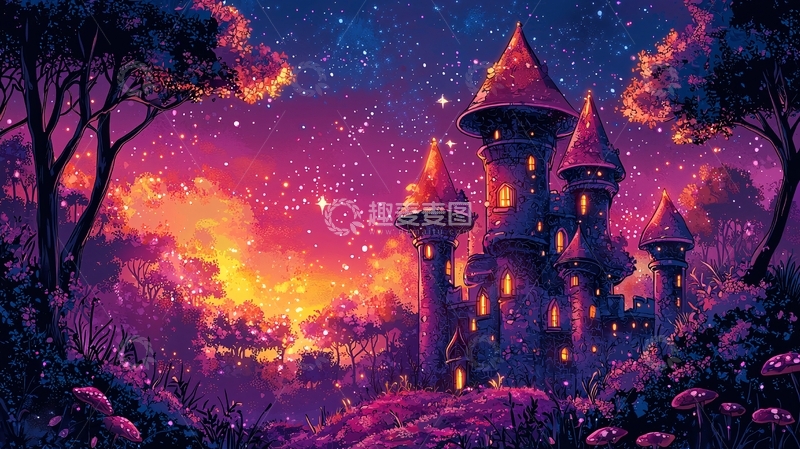 高清大图下载【趣麦麦图】星空下的梦幻城堡