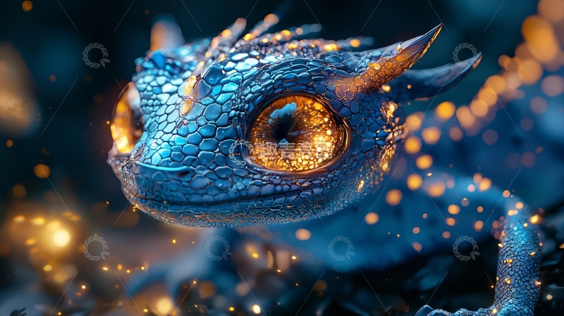 高清大图下载【趣麦麦图】蓝色小幼龙