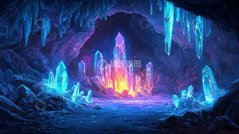 高清大图下载【趣麦麦图】冰晶洞穴奇幻场景