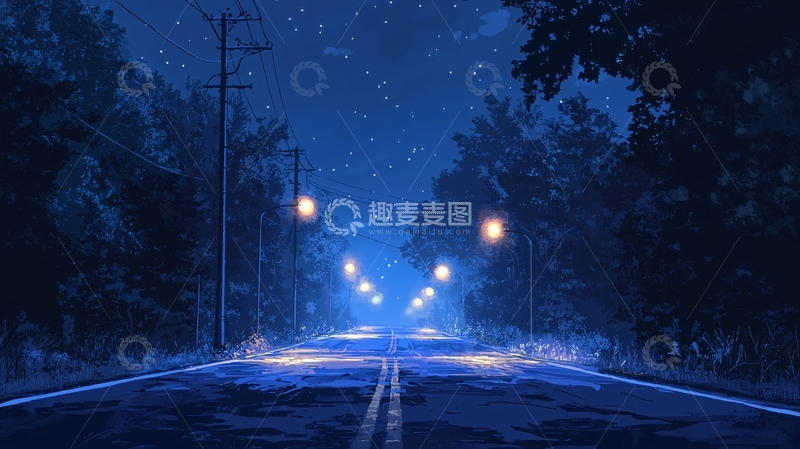 高清大图下载【趣麦麦图】星空下的道路
