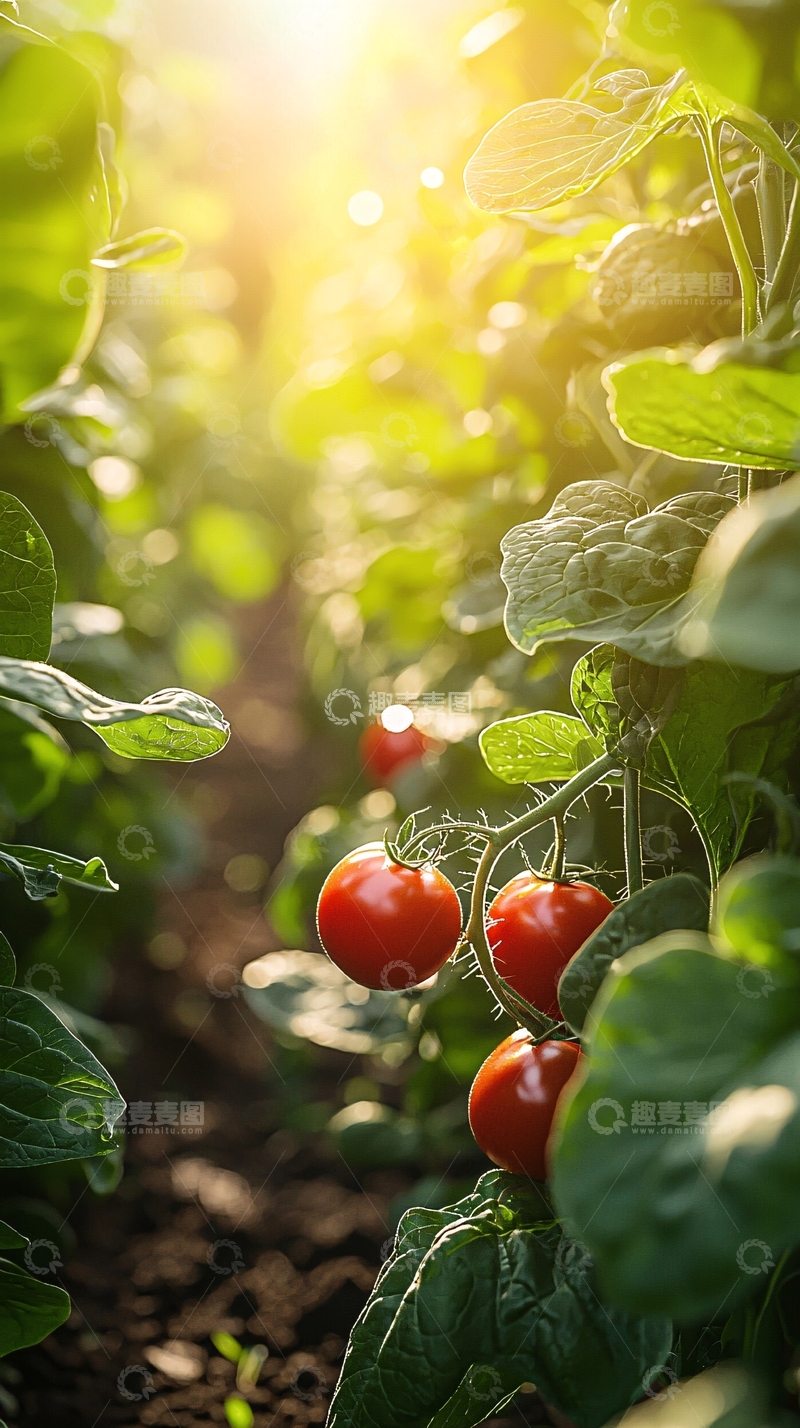 高清大图下载【趣麦麦图】阳光下成熟的红番茄