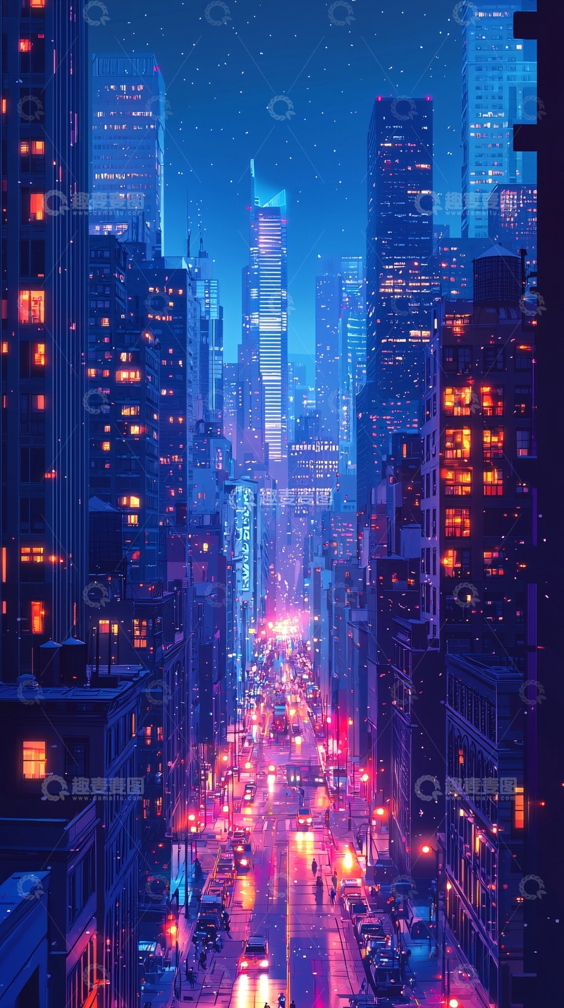 高清大图下载【趣麦麦图】夜晚都市街景