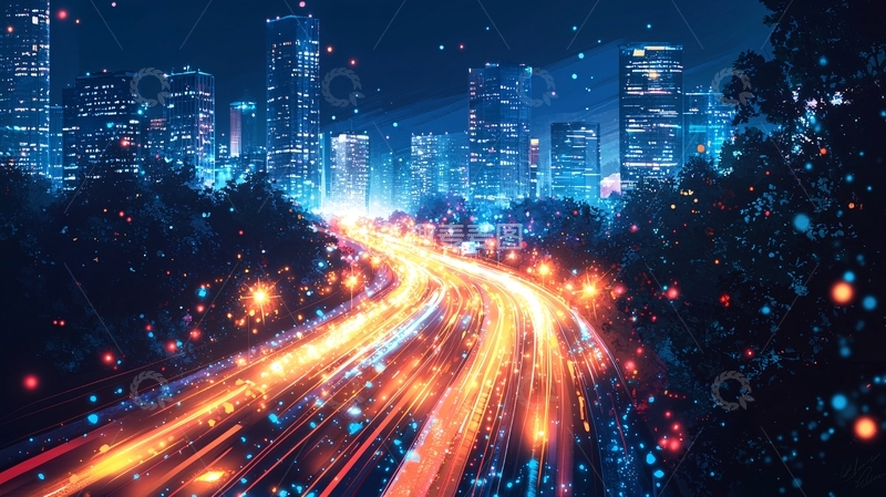 高清大图下载【趣麦麦图】夜景城市高速公路