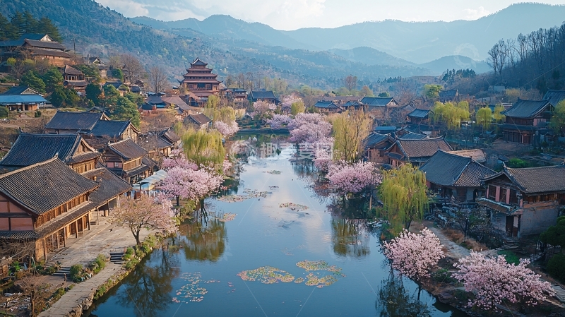 高清大图下载【趣麦麦图】山水古镇