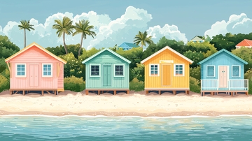 海边彩色小屋