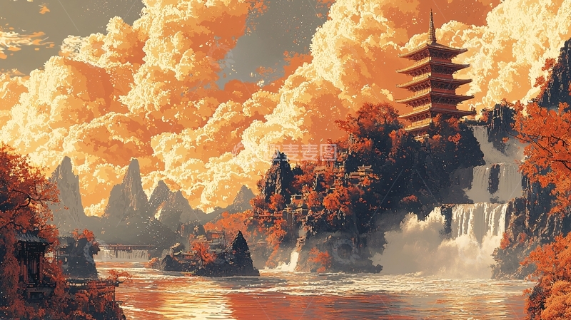 高清大图下载【趣麦麦图】日式山水画