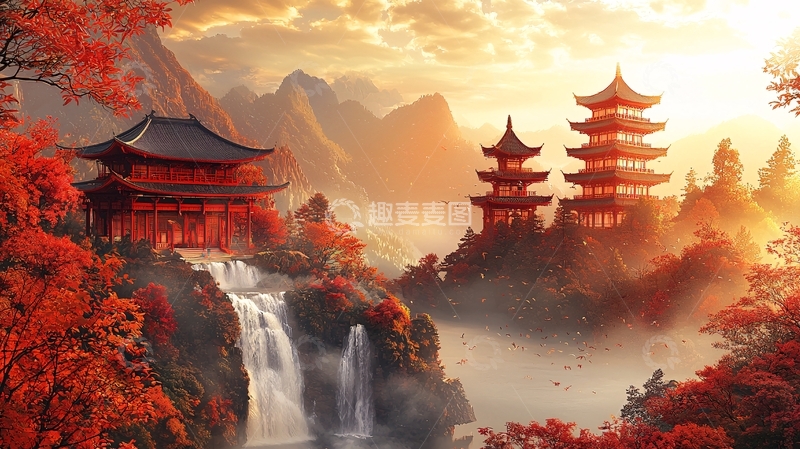 高清大图下载【趣麦麦图】古风山水画