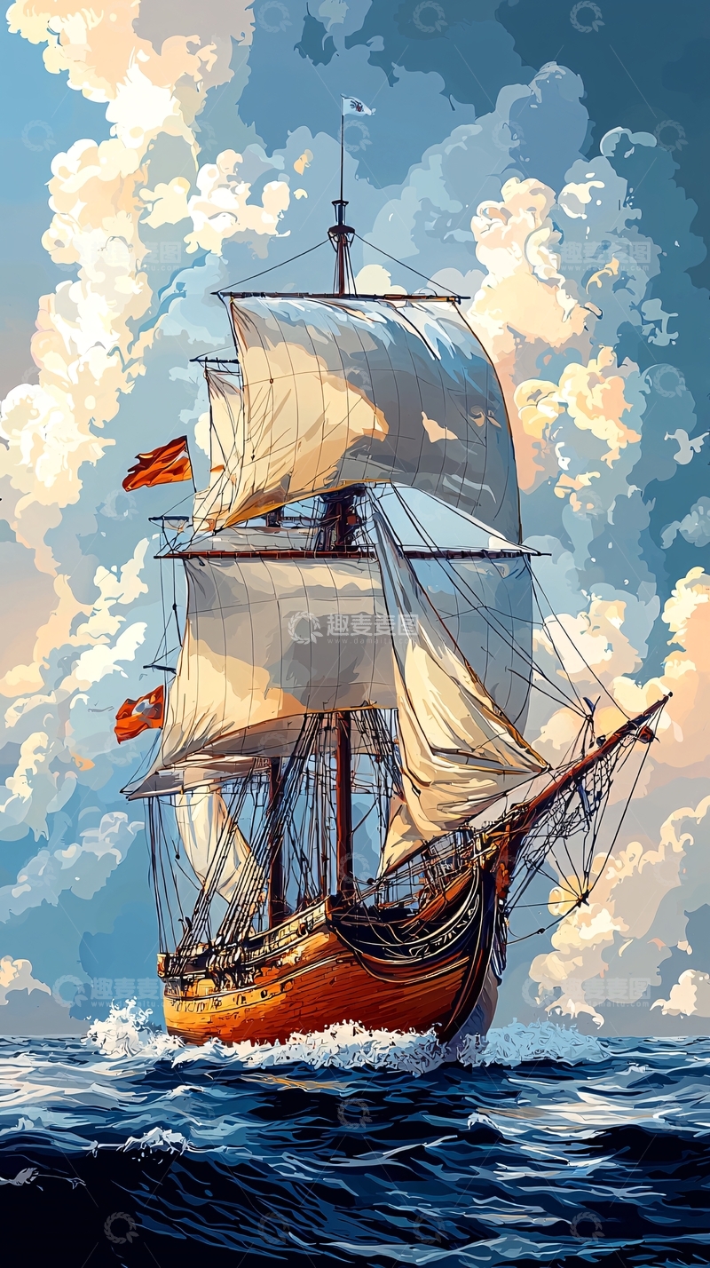 高清大图下载【趣麦麦图】航海时代帆船