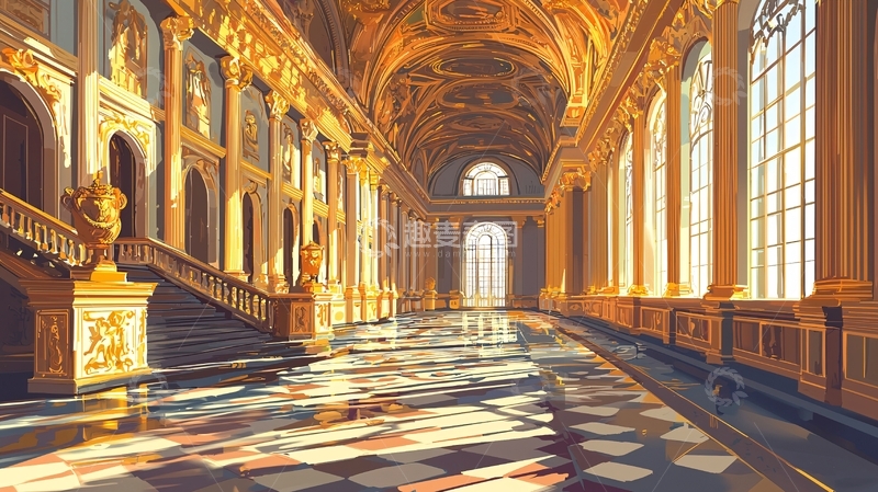 高清大图下载【趣麦麦图】金色宫殿长廊