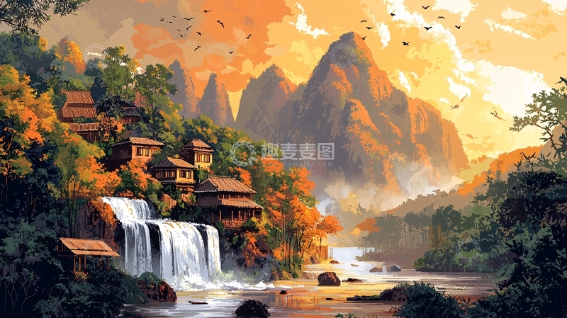 高清大图下载【趣麦麦图】山水田园