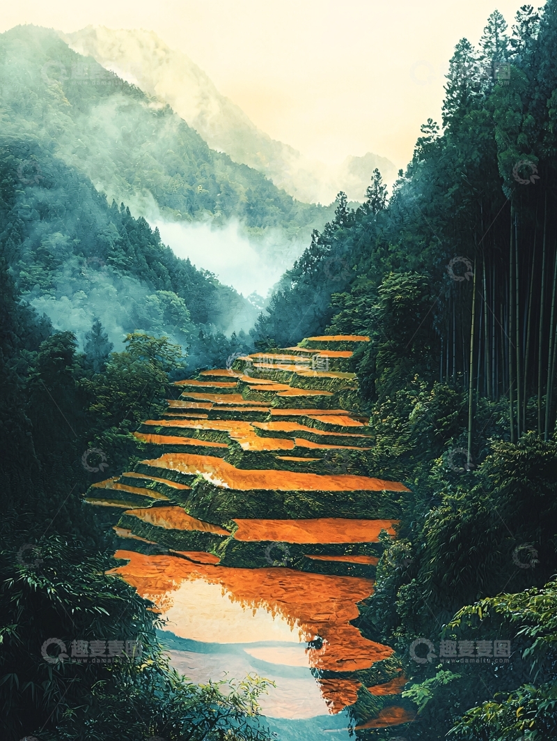 高清大图下载【趣麦麦图】山间梯田景色