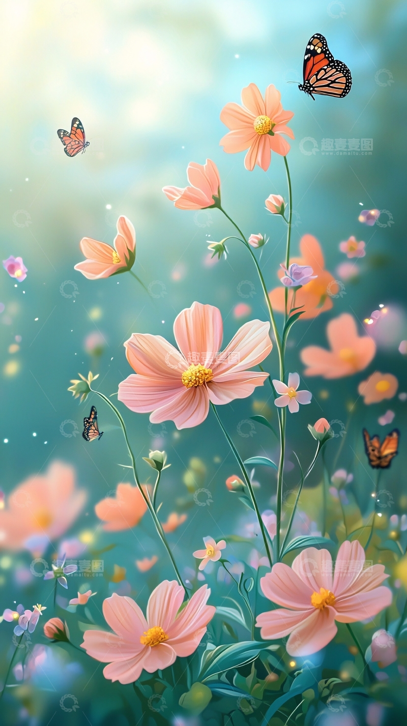 高清大图下载【趣麦麦图】唯美粉色宇宙花田