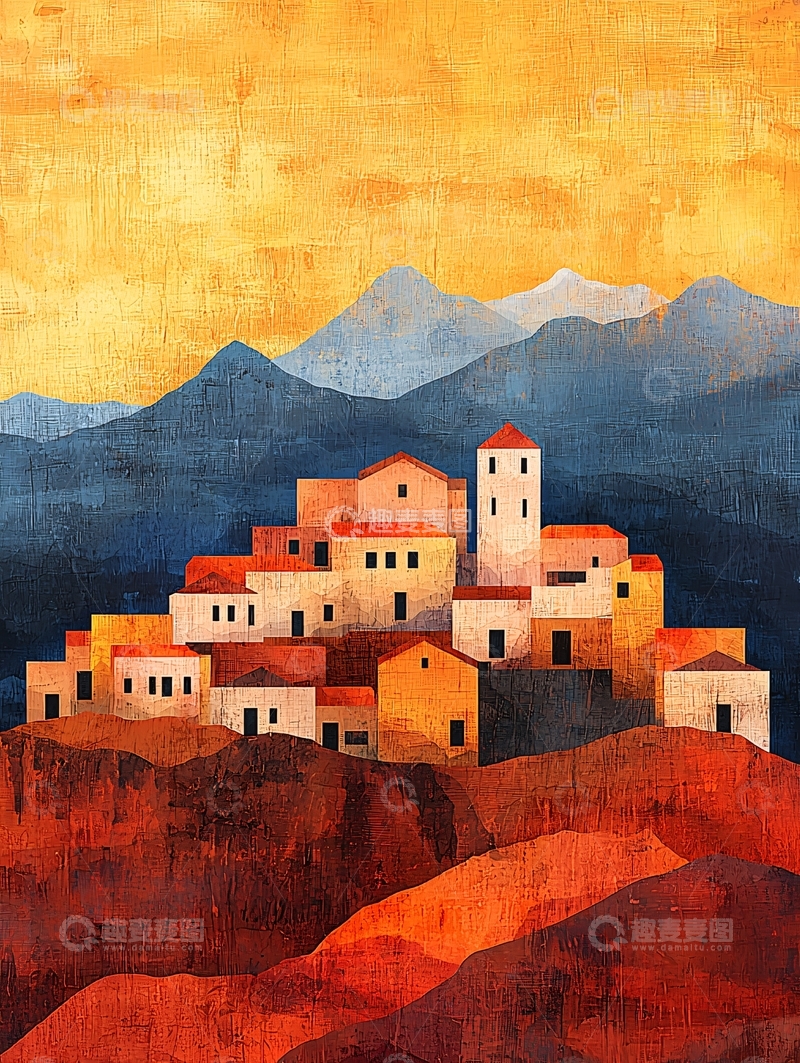 高清大图下载【趣麦麦图】山峦环抱的彩色小镇