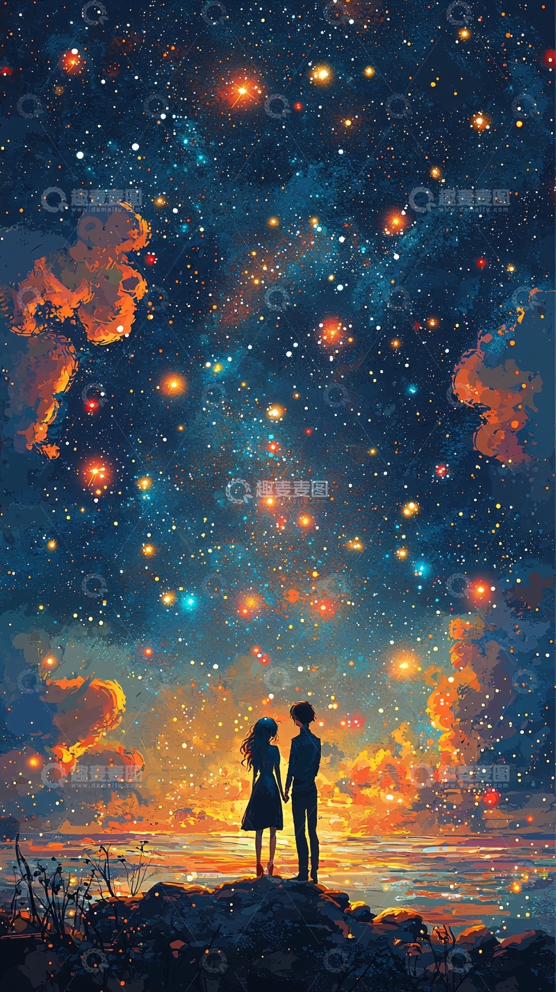 高清大图下载【趣麦麦图】星空恋人