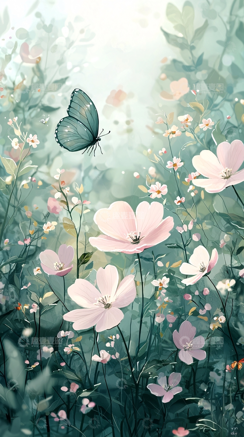 高清大图下载【趣麦麦图】唯美花田蝴蝶