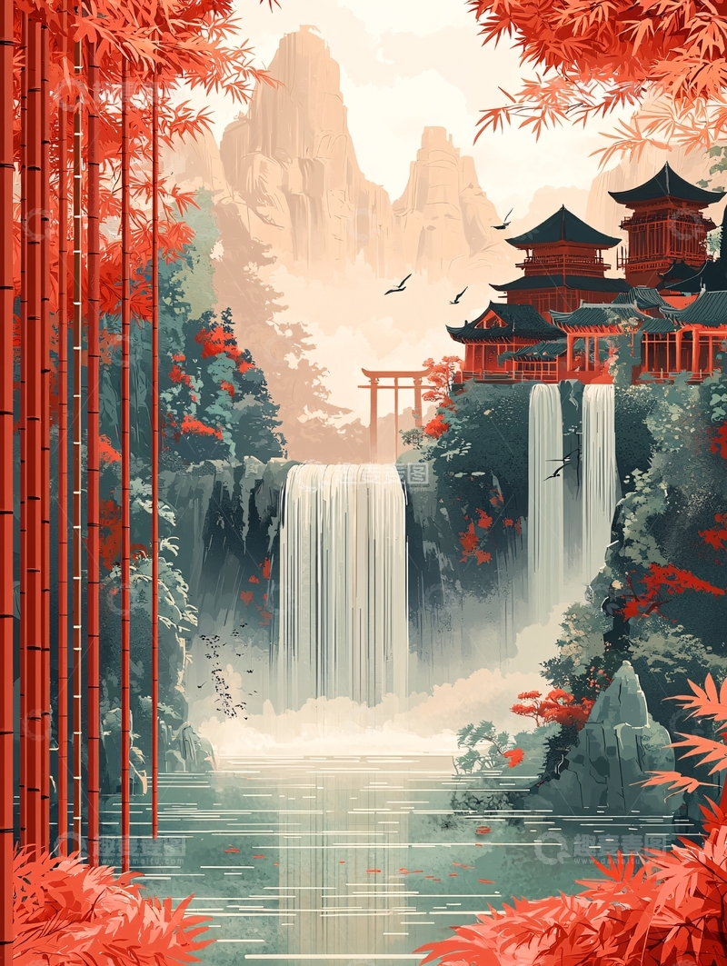 高清大图下载【趣麦麦图】水墨山水画686