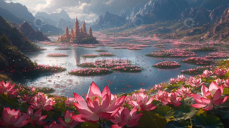 高清大图下载【趣麦麦图】梦幻湖泊城堡