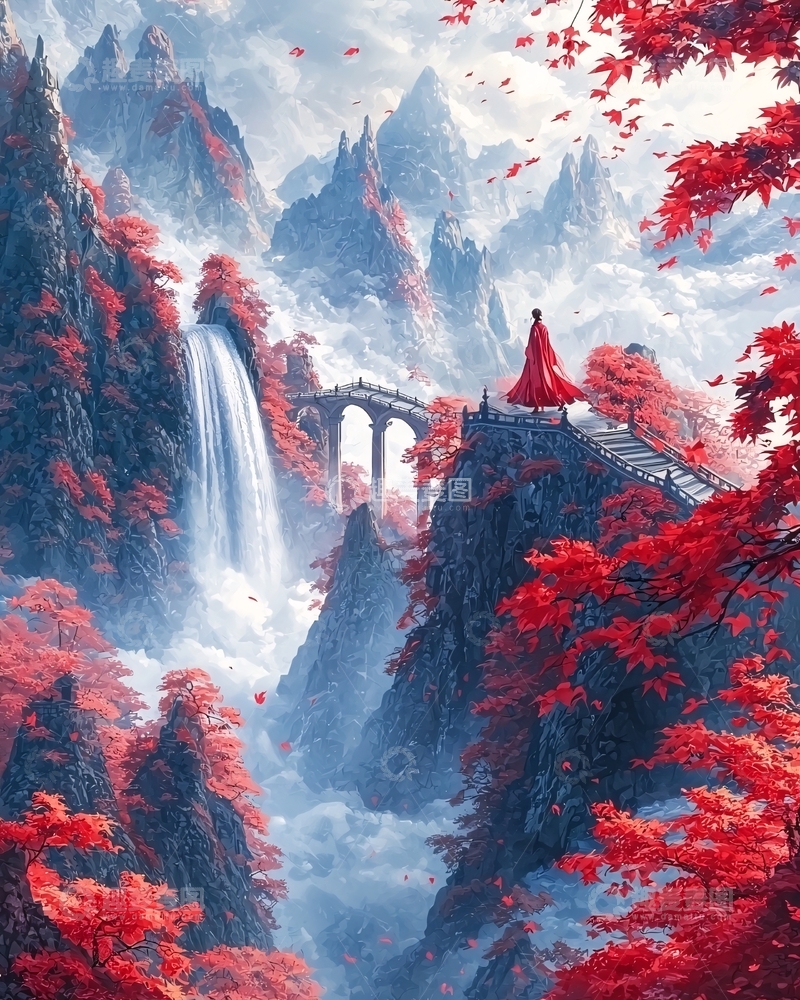 高清大图下载【趣麦麦图】红衣女子