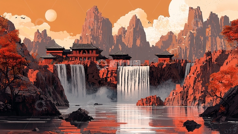 高清大图下载【趣麦麦图】水墨山水画687