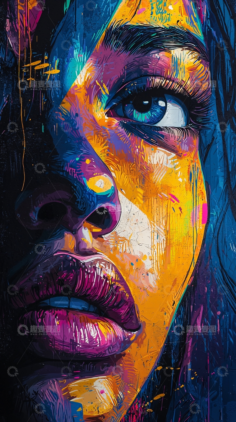 高清大图下载【趣麦麦图】彩色抽象女性肖像