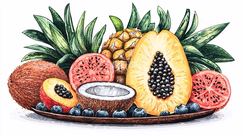 高清大图下载【趣麦麦图】热带水果手绘图