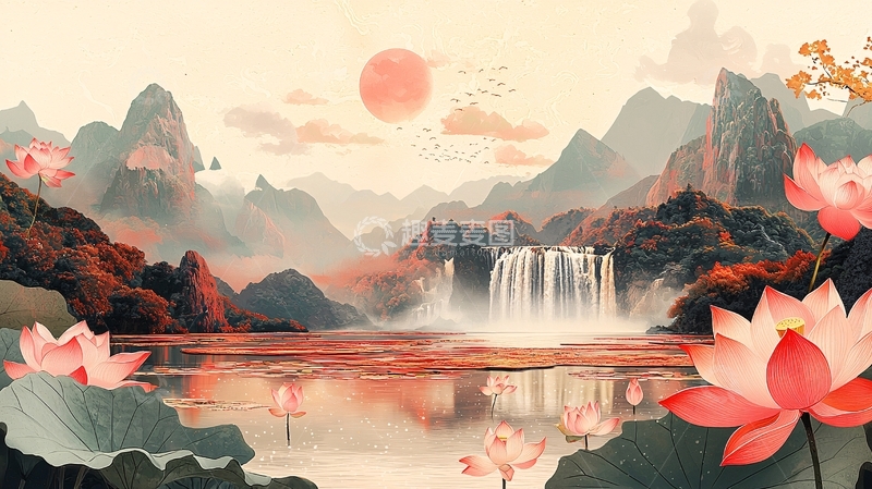 高清大图下载【趣麦麦图】-水墨山水画689