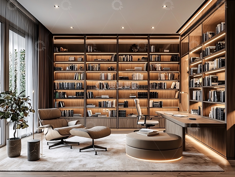 高清大图下载【趣麦麦图】现代简约书房设计