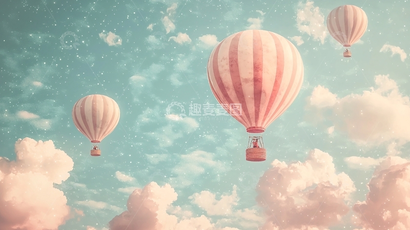 高清大图下载【趣麦麦图】粉色热气球