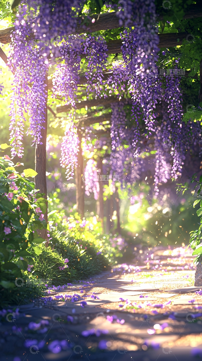 高清大图下载【趣麦麦图】紫藤花廊
