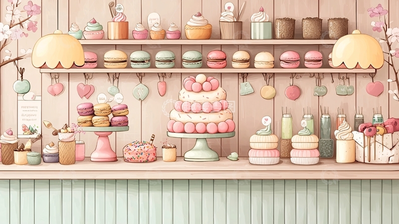 高清大图下载【趣麦麦图】粉色系甜品店