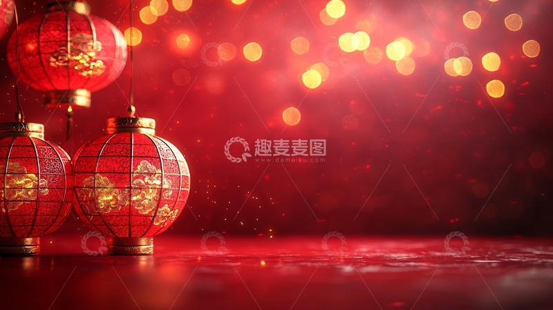 高清大图下载【趣麦麦图】红灯笼新年氛围图