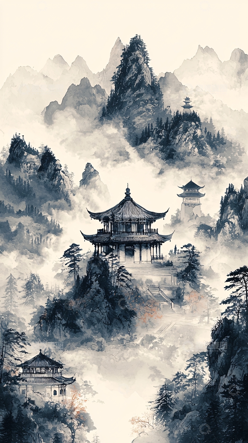 高清大图下载【趣麦麦图】水墨山水画692