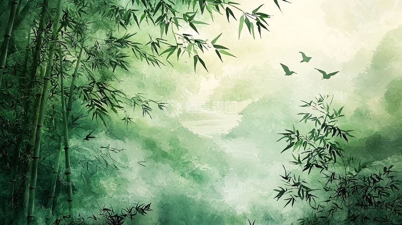 高清大图下载【趣麦麦图】水墨竹林