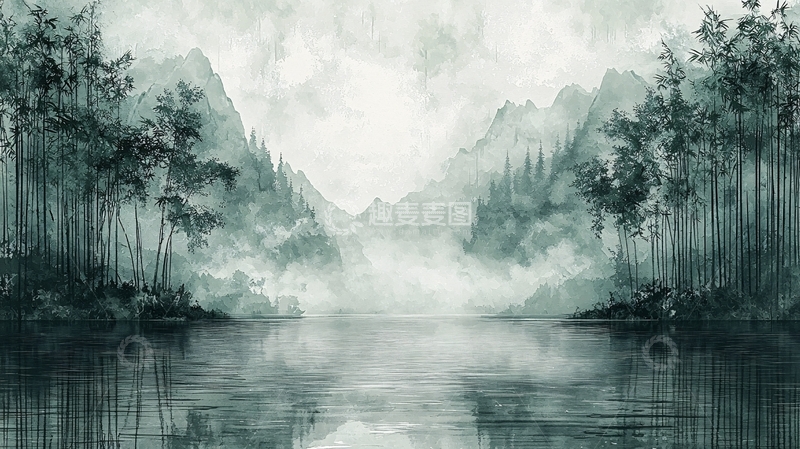 高清大图下载【趣麦麦图】水墨山水画691