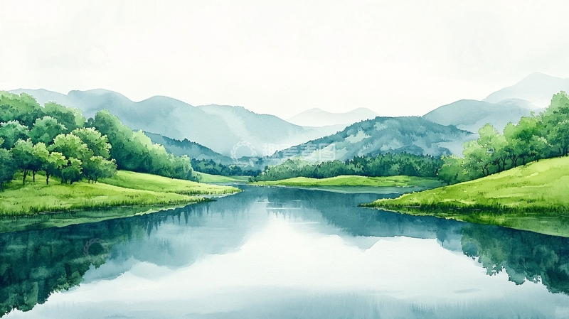 高清大图下载【趣麦麦图】水彩画风景